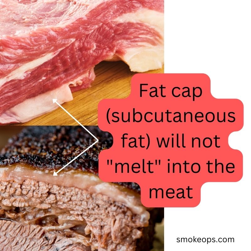 Fat cap, or subcutaneous fat, does not melt into brisket mean when smoking